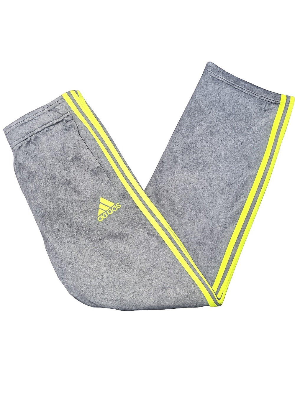 adidas Kids Gray Joggers with Neon Yellow Side Stripes